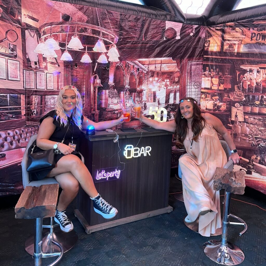 Inflatable pub in Weston-super-Mare garden