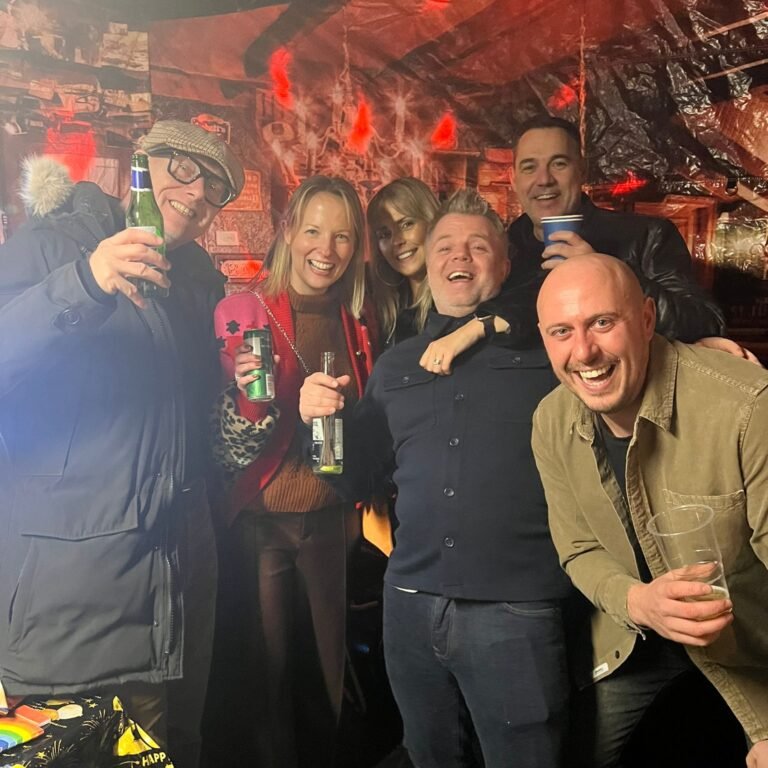 Somerset inflatable pub at night with LED lighting