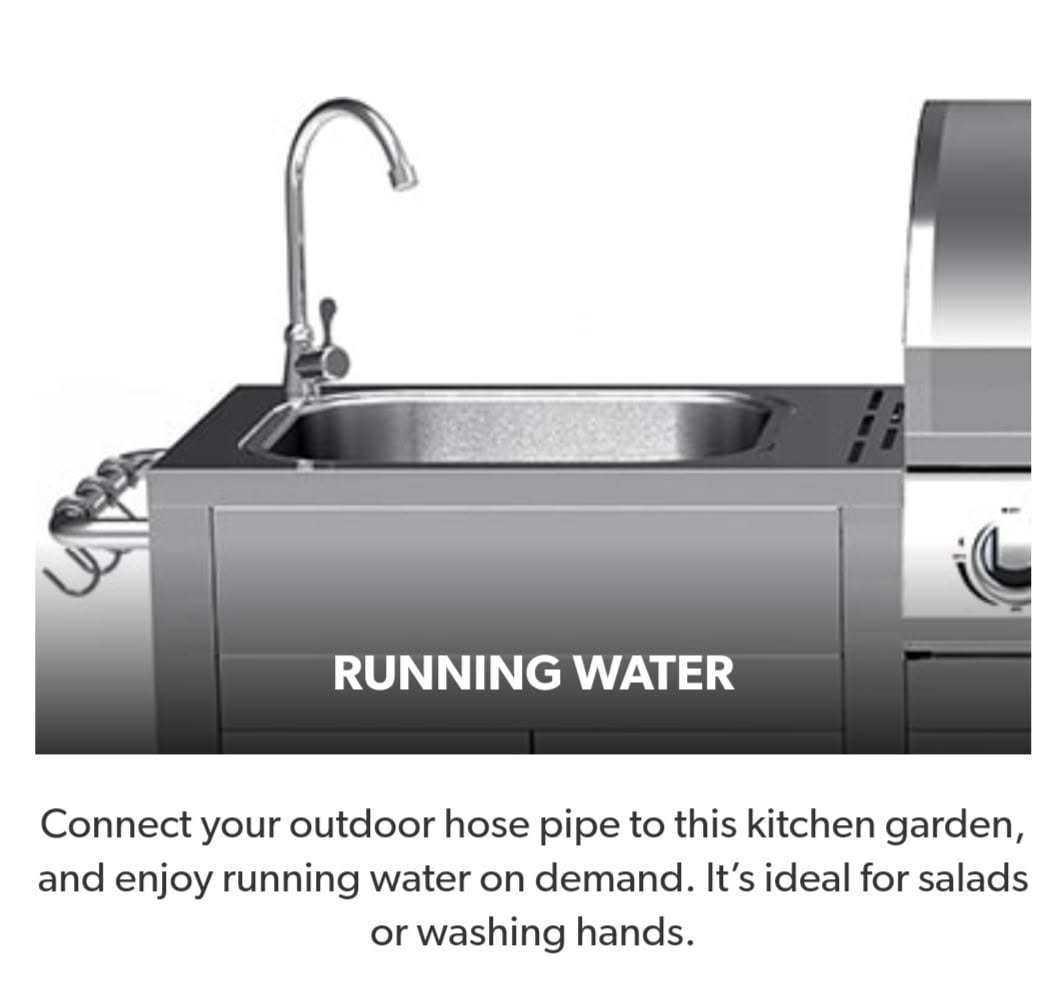 Integrated outdoor sink with running water connection